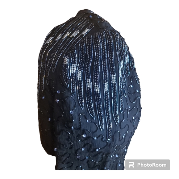 Vintage Joseph Ribkoff Gala Black Sequent Beaded Evening Jacket 100% Silk - Picture 9 of 14